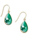 A touch of color livens any look. These stunning 10k gold earrings feature pear-cut green onyx stones (7 ct. t.w.) on french wire. Approximate drop: 1 inch.