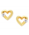 Romantic accent. Giani Bernini's petite stud earrings feature cut-out hearts with sparkling cubic zirconias at the sides (1/4 ct. t.w.). Crafted in 24k gold over sterling silver. Approximate diameter: 1/4 inch.
