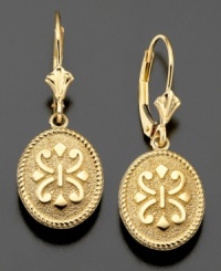 Sparkling emblems of classic beauty. These earrings are crafted in 14k gold. Approximate drop: 1-1/4 inches. Sparkling emblems of classic beauty. These earrings are crafted in 14k gold. Approximate drop: 1-1/4 inches.