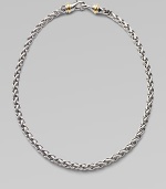 From the Silver Classics Collection. A striking chain in a woven wheat pattern of sterling silver manages to be at once graceful and bold, with 14k gold accents near the clasp. Sterling silver and 14k yellow gold Length, about 16 Lobster clasp Made in USA