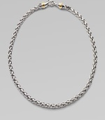 From the Silver Classics Collection. A striking chain in a woven wheat pattern of sterling silver manages to be at once graceful and bold, with 14k gold accents near the clasp. Sterling silver and 14k yellow gold Length, about 16 Lobster clasp Made in USA