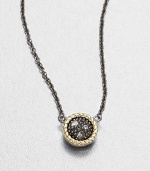 From the Zasha Collection. Unique grey diamond add sparkle to this 14k gold and blackened sterling silver design on a link chain. Grey diamonds, 0.03 tcw14k goldBlackened sterling silverLength, about 16Pendant size, about .27Lobster clasp closureImported 