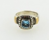 Sterling Silver and Blue Topaz Ring with 18 Karat Gold Accent Size 8