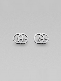 The famous interlocking double G, crafted into stunning studs of 18k white gold. 18k white gold Width, about ½ Post back Made in Italy The famous interlocking double G, crafted into stunning studs of 18k white gold. 18k white gold Width, about ½ Post back Made in Italy
