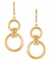 Let your style come full circle! Kenneth Cole New York's golden link drop earrings are crafted in gold tone mixed metal with crystal accents at connector. Euro-wire closure. Approximate drop length: 1-3/4 inches.
