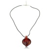 Shimmering Calla Lily Red and Blue Spiral Murano Glass Pendant, 20 Inches Long