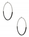 GUESS Black And Silver-Tone Hoop Earrings, SILVER