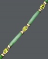 Snap up style in warm-weather hues. This citrus-colored bracelet features a beautiful jade link (5 mm x 27 mm) and oval-cut peridot (1-1/8 ct. t.w.) design set in 14k gold. Approximate length: 7-1/5 inches.