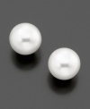 Simply pretty. Belle de Mer's beautiful stud earrings feature cultured freshwater pearls (10-11 mm) set in 14k gold.