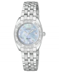 Powered by the sun, this Eco-Drive watch by Citizen is both practical and pretty. Powered by the sun, this Eco-Drive watch by Citizen is both practical and pretty.