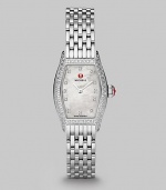 From the Urban Collection. A narrow stainless steel design with brilliant diamond accents and a mother-of-pearl dial. Swiss quartz movementWater resistant to 5 ATMRectangular stainless steel case, 22mm (.9) X 26mm (1)Diamond bezel and markers, 1 tcwMother-of-pearl dialStainless steel link bracelet, 12mm wide (0.5)Imported