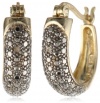 18k Yellow Gold Plated Sterling Silver Diamond-Accent Hoop Earrings (0.7 Diameter)