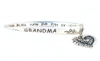 Bracelet - B151 - Bangle Style Engraved With Grandma Poem - Sometimes the Best Things.. + Heart & Crystal Charm ~ Silver Tone Metal (68mm) Bracelet - B151 - Bangle Style Engraved With Grandma Poem - Sometimes the Best Things.. + Heart & Crystal Charm ~ Silver Tone Metal (68mm)