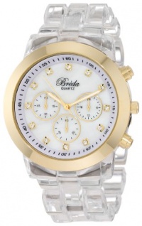 Breda Women's 2307-Clear/Gold Brooke Oversized Bezel Mother-Of-Pearl Dial Rhinestone Hour Markers Plastic Band Watch Breda Women's 2307-Clear/Gold Brooke Oversized Bezel Mother-Of-Pearl Dial Rhinestone Hour Markers Plastic Band Watch