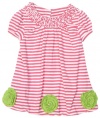 Hartstrings Baby-girls Infant Striped Jersey Bubble Tunic, Pink Stripe, 24 Months
