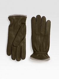EXCLUSIVELY OURS. The perfect gift, crafted of supple deerskin with cashmere lining for maximum warmth.Cashmere liningDry clean by leather specialistMade in Italy EXCLUSIVELY OURS. The perfect gift, crafted of supple deerskin with cashmere lining for maximum warmth.Cashmere liningDry clean by leather specialistMade in Italy