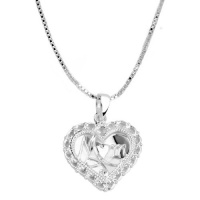 Sterling Silver Mom, A Mother's Love Is The Greatest Gift Of All Reversible Heart Pendant Necklace , 18 Sterling Silver Mom, A Mother's Love Is The Greatest Gift Of All Reversible Heart Pendant Necklace , 18