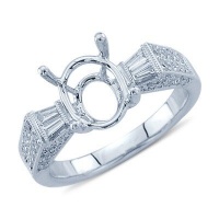 Diamond Oval Semi Mount Ring Setting In 18K White Gold Diamond Oval Semi Mount Ring Setting In 18K White Gold