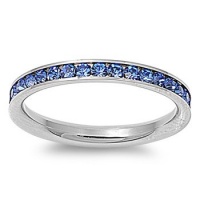 Stainless Steel Eternity Blue Cz Wedding Band Ring 3mm (Size 3,4,5,6,7,8,9,10); Comes with Free Gift Box Stainless Steel Eternity Blue Cz Wedding Band Ring 3mm (Size 3,4,5,6,7,8,9,10); Comes with Free Gift Box