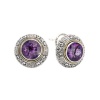 925 Silver, Amethyst & Diamond Earrings with 18k Gold Accents (0.27ctw)
