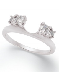 The perfect accent. This sparkling wrap ring features two round-cut diamonds (1/2 ct. t.w.) on each side - the perfect complement to your diamond engagement ring. Set in 14k white gold. The perfect accent. This sparkling wrap ring features two round-cut diamonds (1/2 ct. t.w.) on each side - the perfect complement to your diamond engagement ring. Set in 14k white gold.