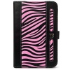 SumacLife Black Pink Zebra Design Executive Book-Style Leather Portfolio Jacket Case Cover for Barnes and Noble Nook Tablet and Nook Color e-Reader