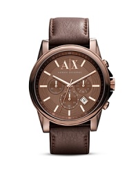 Chocolate brown watches are what's next, and this tonal ticker from Armani Exchange is a sleek take on the trend. With a glossy dial and rose gold accents, it's a decadent detail. Chocolate brown watches are what's next, and this tonal ticker from Armani Exchange is a sleek take on the trend. With a glossy dial and rose gold accents, it's a decadent detail.