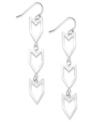 Let your style take shape with these chic, cut-out earrings. Studio Silver's Chevron drop earrings shine in sterling silver. Approximate drop: 2-3/4 inches. Let your style take shape with these chic, cut-out earrings. Studio Silver's Chevron drop earrings shine in sterling silver. Approximate drop: 2-3/4 inches.