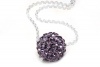 Sterling Silver & Amethyst Color Crystals Ball Pendant, Includes 18 Inch Rolo Chain.