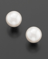 Sophisticated style for every day: Lauren Ralph Lauren glass pearl (8 mm) stud earrings set in plated sterling silver. Surgical steel posts. Sophisticated style for every day: Lauren Ralph Lauren glass pearl (8 mm) stud earrings set in plated sterling silver. Surgical steel posts.