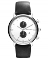 Tuxedo-inspired cool: this classic chronograph watch from Emporio Armani boasts rich black-and-white style.