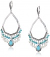 Judith Jack Carnaval Sterling Silver Marcasite  Mother-Of-Pearl and Turquoise Drop Earrings
