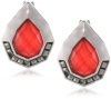 Judith Jack Caliente Sterling Silver Marcasite and Coral Stud Button Earrings