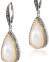 Judith Jack Dewdrop Sterling Silver, Marcasite and Mother of Pearl Drop Earrings