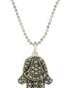 Judith Jack Reversibles Sterling Silver, Swarovski Marcasite and Crystal Hamsa Pendant Necklace