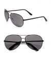 Iconic aviator style crafted in lightweight plastic. Available in semi matte black frames with grey lenses.Plastic100% UV ProtectionMade in Italy