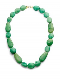 This one-of-a-kind design boasts exuberant gradient green resin stones in a modern mix of shapes.Resin 22k goldplated Length, about 29 S-hook clasp Imported This one-of-a-kind design boasts exuberant gradient green resin stones in a modern mix of shapes.Resin 22k goldplated Length, about 29 S-hook clasp Imported