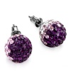 New Fashion Shamballa Disc Ball Earrings with Pave Purple and Clear Swarovski Crystal Stud Earrings for Pierced Ears 12mm