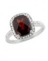 Effy Jewlery 14K White Gold Diamond and Garnet Ring, 3.16 TCW Ring size 7