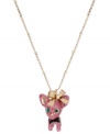 A woman's best friend. A darling chihuahua pendant necklace from Betsey Johnson with pink glitter, crystal accents and gold tone details. Crafted in antiqued gold tone mixed metal. Approximate length: 16 inches + 3-inch extender. Approximate drop: 1 inch.