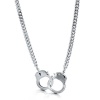 Silvertone Bold Openable Handcuffs Necklace With Curb Chain