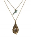 Every bird finds its way back to the nest, so they say. Combine the two in Lucky Brand's intricate two-row necklace. A delicate blue epoxy songbird and intricate nest charm fit together naturally! Crafted in gold tone mixed metal. Approximate length: 20 inches. Approximate drop: 3 inches.