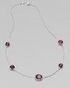 From the Contempo Collection. Cushion-cut doublets of pink corundum and mother-of-pearl are gracefully spaced along a delicate sterling silver chain. Pink corundumMother-of-pearlSterling silverLength, about 17Lobster claspImported