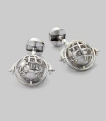 Global style for the sophisticated traveler in polished sterling silver with rotating globe detail. T-backing About 1 diam. Imported 