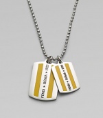 Traditional dog tag inspired design in a metal enamel finish.Metal enamelNecklace, about 24 longMade in Italy