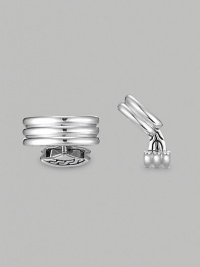 Barrels of textured silver appoint every formal look with the polish of silver and sapphire detail. Ridged domes of handsome silver add sophisticated detail to any look. Silver Imported Barrels of textured silver appoint every formal look with the polish of silver and sapphire detail. Ridged domes of handsome silver add sophisticated detail to any look. Silver Imported