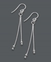 The petite version of a statement-making shoulder duster. Giani Bernini's elegantly-crafted drop earrings feature two box chains accented by polished beaded ends. Crafted from sterling silver. Approximate drop: 2 inches.