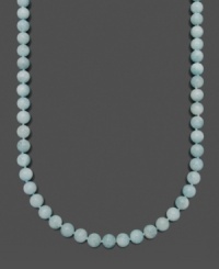 A sweet splash to liven your look. Necklace features polished beads (8-9 mm) of aquamarine (180 ct. t.w.) with a sterling silver clasp. Approximate length: 18 inches.
