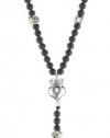 King Baby Crowned Heart and Small Traditional Cross and Onyx Bead Rosary