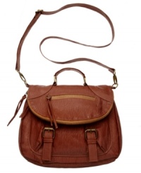 Laid-back yet ready for adventure, this take-anywhere crossbody by American Rag is the perfect partner. Faux pebbled leather is accented with gold-tone hardware, buckle detailing and top zip compartment, while the interior offers plenty of room for all the essentials. Laid-back yet ready for adventure, this take-anywhere crossbody by American Rag is the perfect partner. Faux pebbled leather is accented with gold-tone hardware, buckle detailing and top zip compartment, while the interior offers plenty of room for all the essentials.